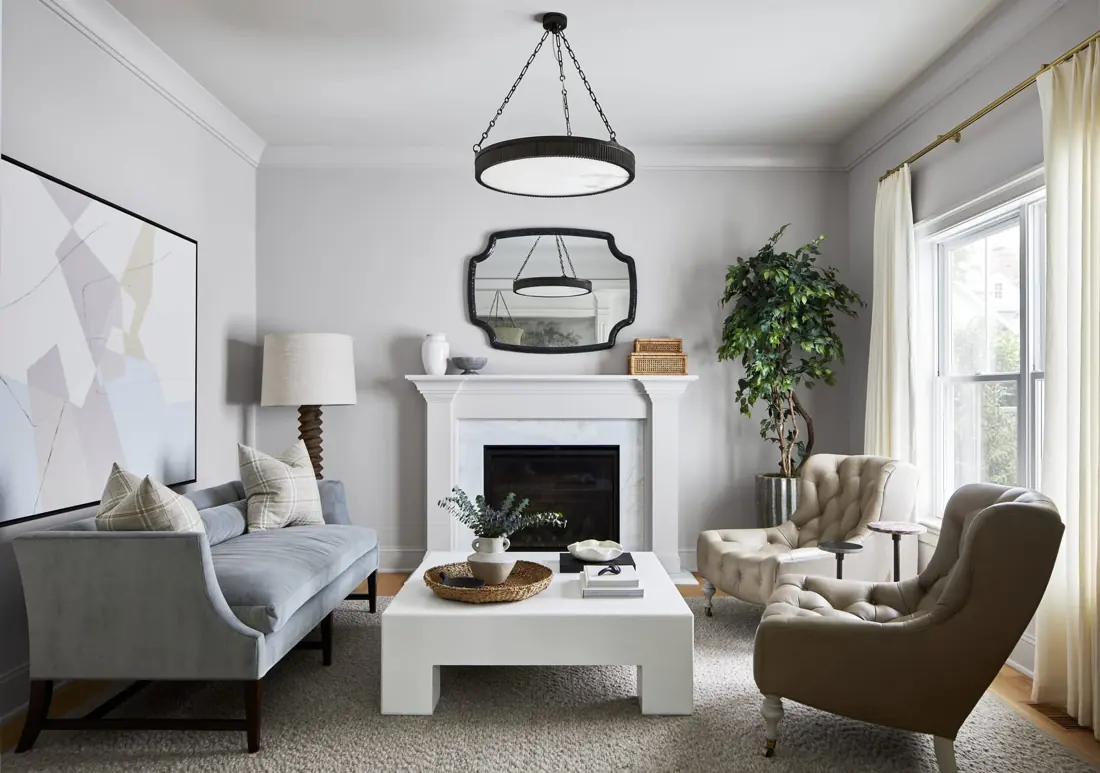 A layered, furnished living room in Chatham by Ellie Mroz Design